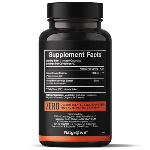 Panax Ginseng & Ginkgo Biloba Capsules for Memory, Focus & Brain Support