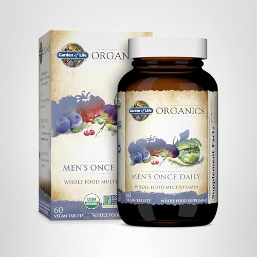 Men's Whole Food Daily Multivitamin – Organic, Vitamin C, Zinc, Vegan, 60 Tablets