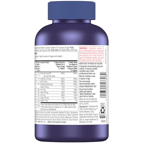 Kids Chewable Multivitamin with Iron Calcium Vitamin D 180 Count