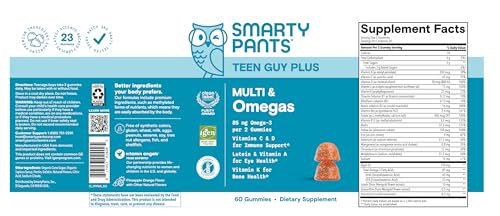 Teen Boys Multivitamin Gummies with Omega 3 DHA 60 Count