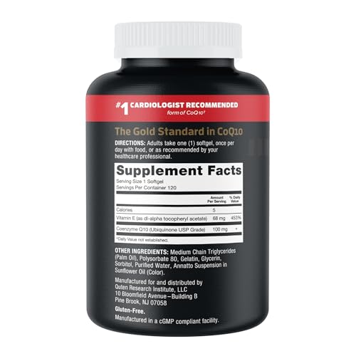 CoQ10 100mg Softgels High Absorption for Heart Health & Energy Support 120 Ct