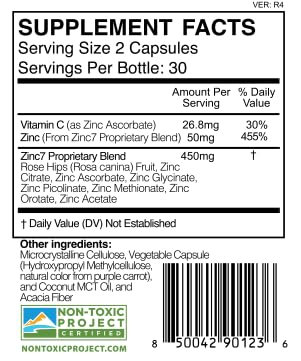 Zinc Complex 50mg Capsules for Immune, Sleep & Metabolism Support 60 Ct