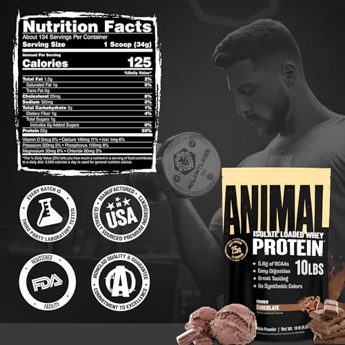 Whey Protein Isolate Chocolate 25g Protein Low Sugar 10 lb