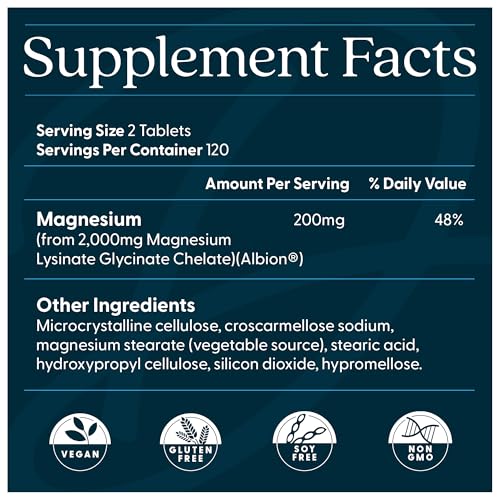 Magnesium Glycinate Lysinate 200mg – Sleep & Calm Support, 240 Tabs