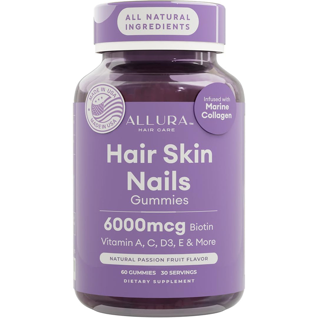 Hair Skin Nails Gummies Biotin 6000mcg Collagen 60 Count