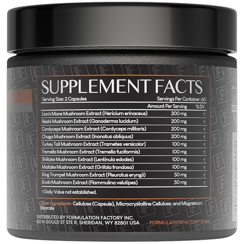 10-in-1 Mushroom Complex Capsules with Lion’s Mane – Focus & Energy, 120 Ct