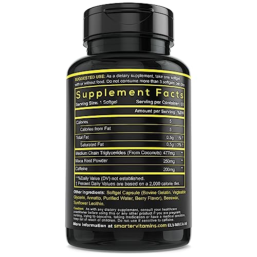 Energy Capsules 200mg Caffeine with MCT Oil & Maca for Focus & Stamina 50 Ct