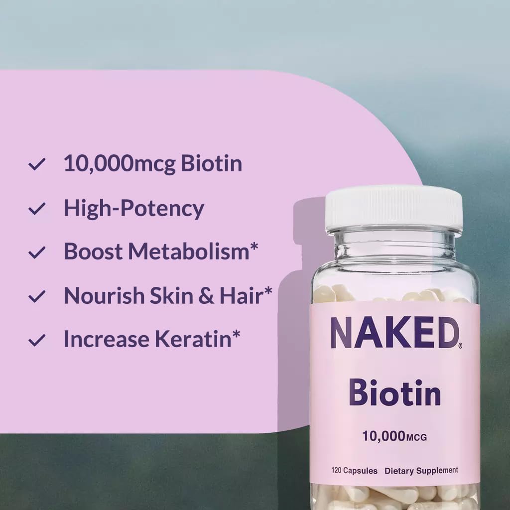 Biotin 10000mcg Vitamin B7 Hair Skin Nails 120 Capsules