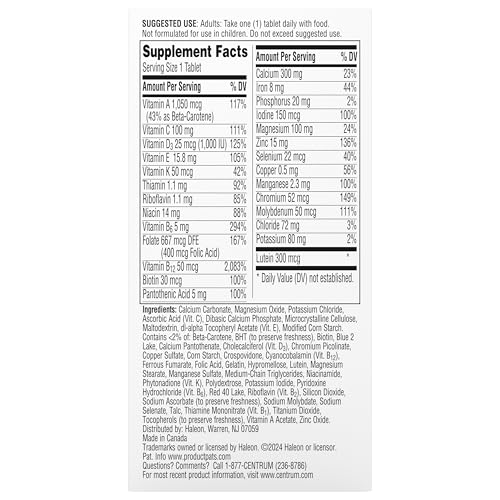 Women’s 50+ Multivitamin Vitamin D3 B Vitamins 100 Tablets