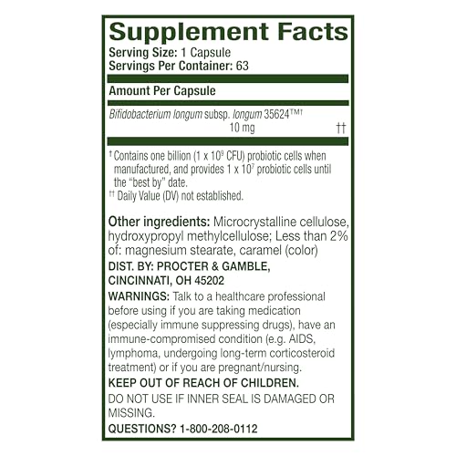 Probiotic Capsules for Digestive Health – Bloating Relief, 63 Count