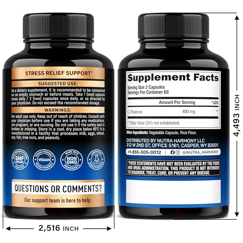 L-Theanine 400mg – Stress Relief & Sleep Support, 120 Capsules