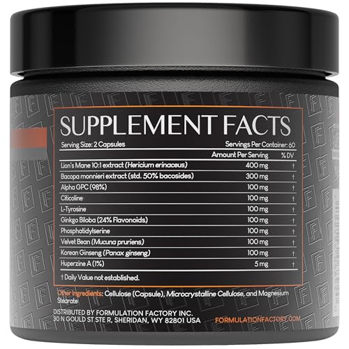 Nootropic Brain Supplement with Lion’s Mane & Alpha GPC for Focus & Memory Support