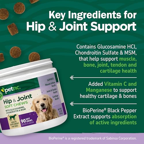 Hip & Joint Chews for Dogs – Glucosamine, Chondroitin & MSM 90ct