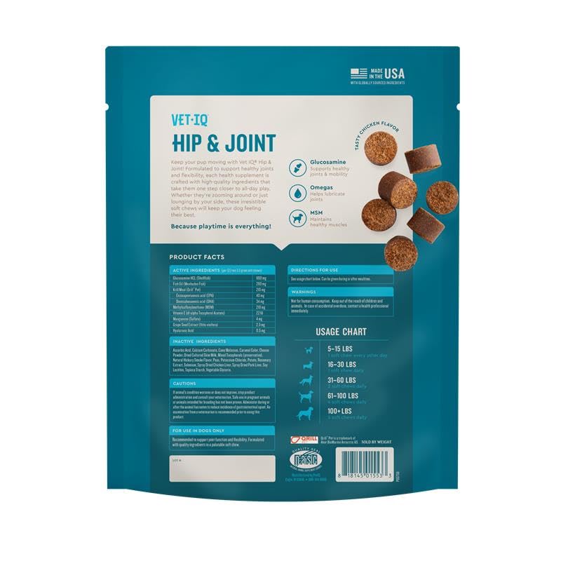 Hip & Joint Soft Chews for Dogs – Glucosamine, MSM & Krill 180ct