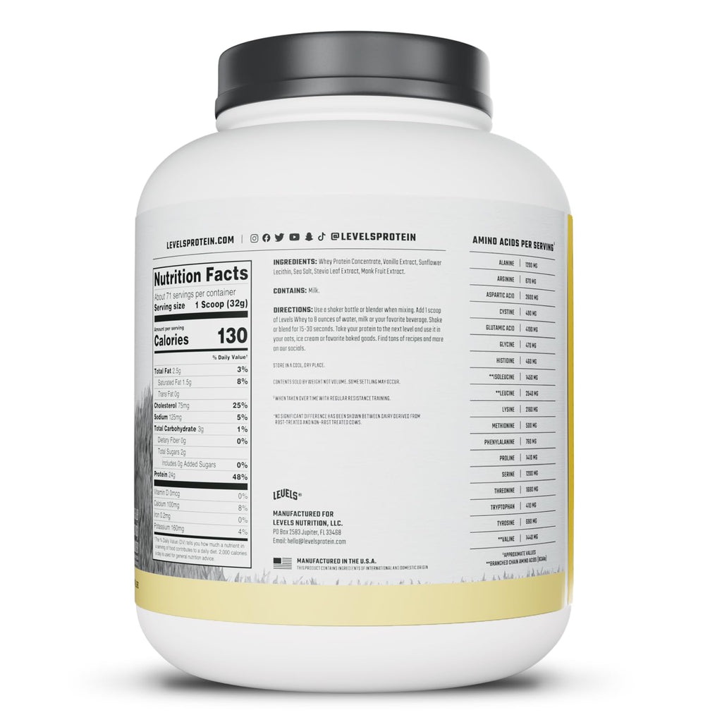 Grass-Fed Whey Protein Powder Vanilla – 24g Protein, 5 lb