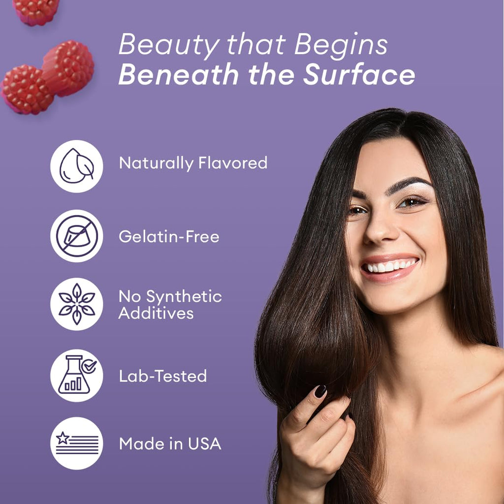 Hair Skin Nails Gummies Biotin 6000mcg Collagen 60 Count