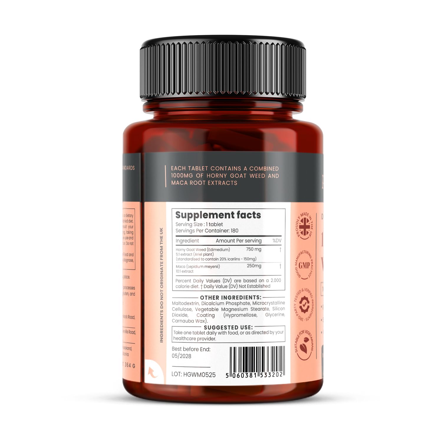 Horny Goat Weed & Maca Extract Capsules for Libido & Performance Support 180 Ct