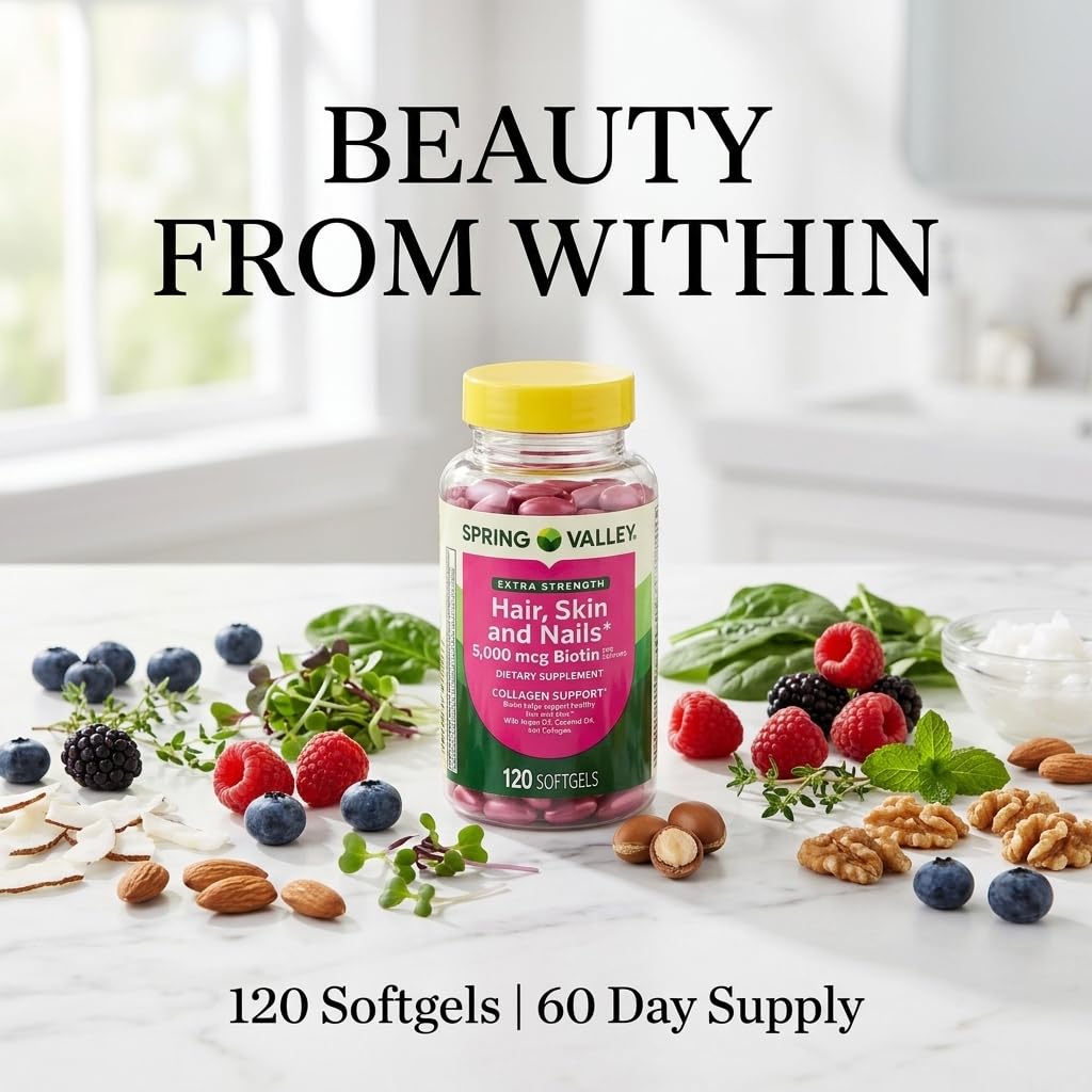 Hair Skin Nails Vitamins Biotin 5000mcg 120 Count