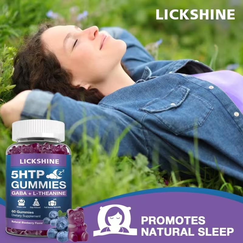 5-HTP GABA Sleep Gummies with L-Theanine – Melatonin-Free, 2 Pack