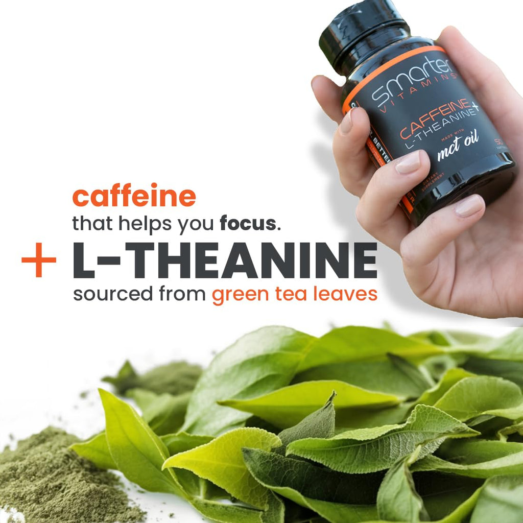 Caffeine 200mg with L-Theanine Capsules for Energy, Focus & Alertness 50 Ct