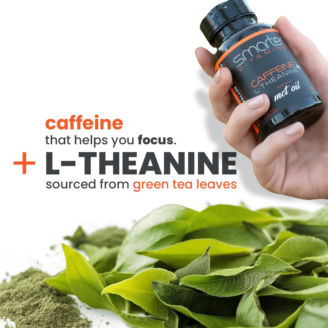 Caffeine 200mg with L-Theanine Capsules for Energy, Focus & Alertness 50 Ct