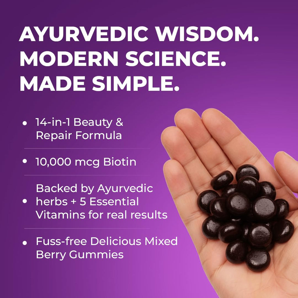 Hair Skin Nails Gummies Biotin 10000mcg 14 in 1 Formula