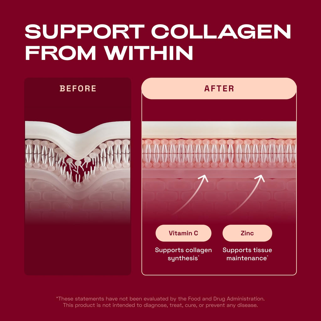Hair Skin Nails Vitamins Biotin Collagen D3 K2 30 Day Supply