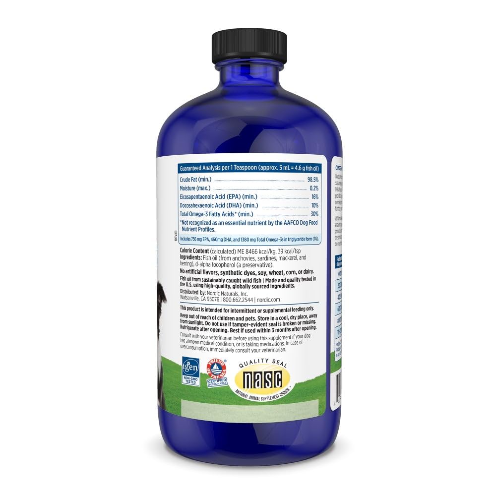Omega-3 Fish Oil Liquid for Large Dogs – EPA & DHA 16oz