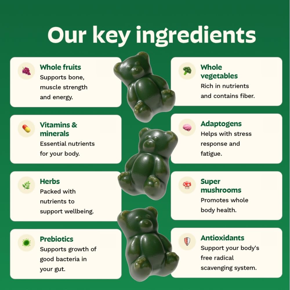 Super Greens Multivitamin Gummies with Spirulina – 28 Count