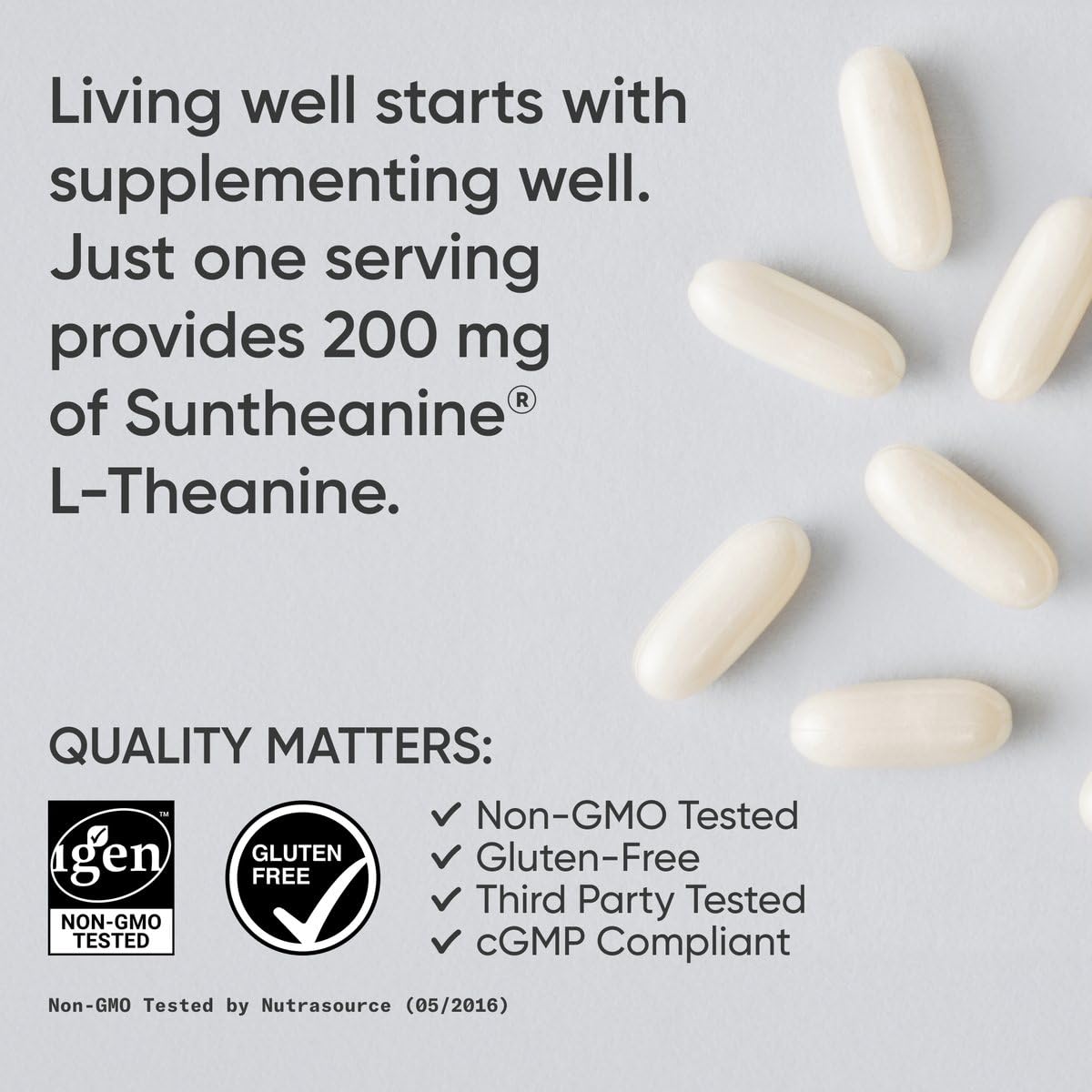 L-Theanine 200mg Softgels – Focus & Relaxation Support, 60 Count