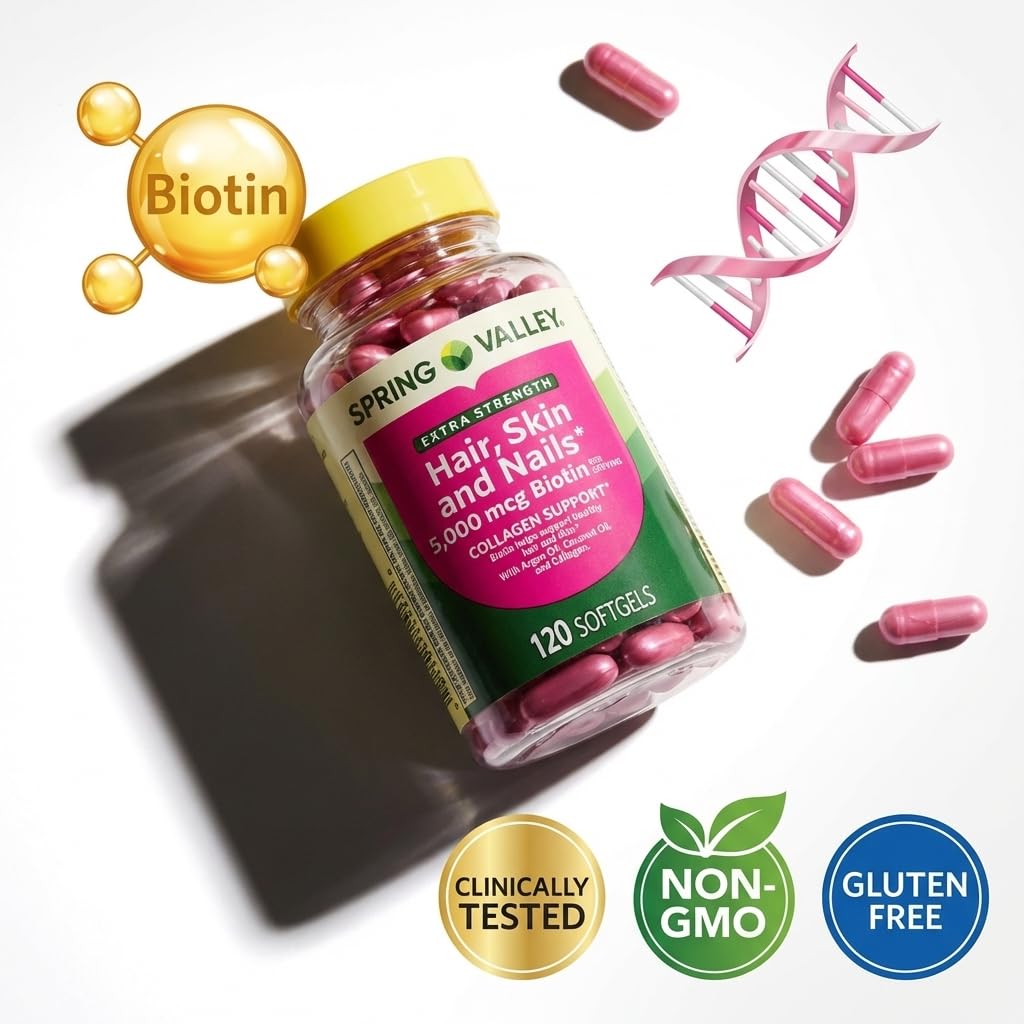 Hair Skin Nails Vitamins Biotin 5000mcg 120 Count