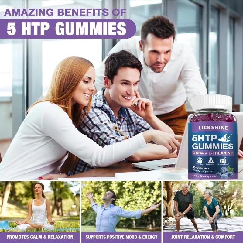 5-HTP GABA Sleep Gummies with L-Theanine – Melatonin-Free, 2 Pack