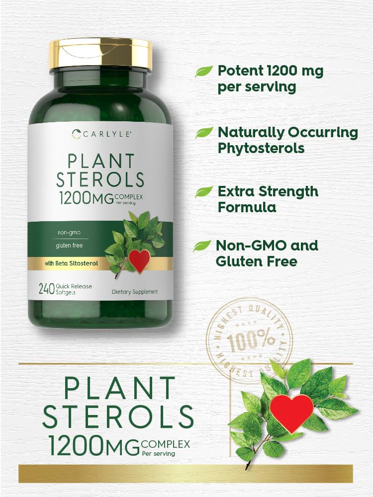 Plant Sterols 1200mg Softgels with Beta Sitosterol for Cholesterol Support 240 Ct