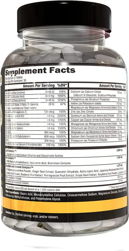 Sports Multivitamin Tablets – Joint, Digestion & Immune Support, Iron Free, 180 Count