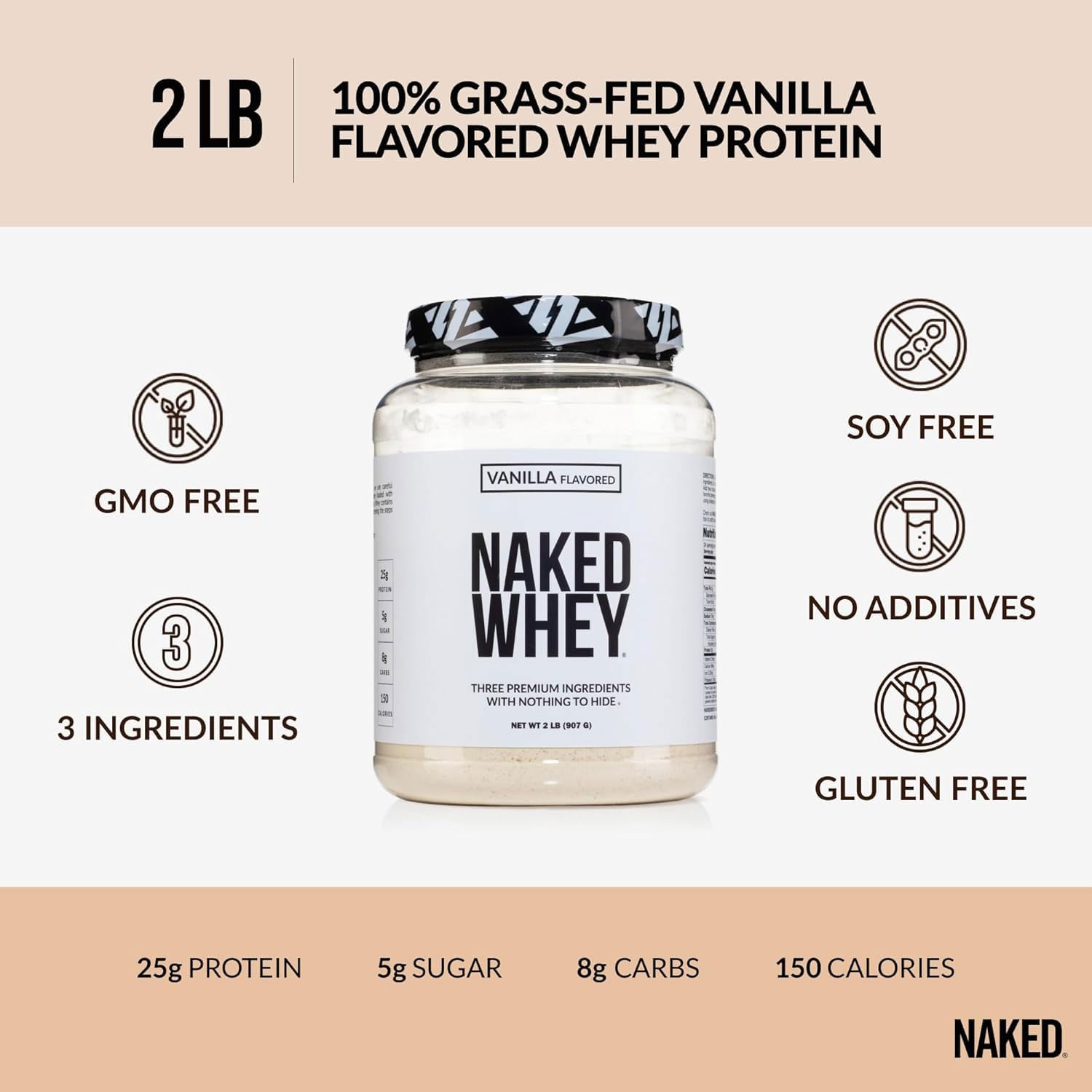 Grass Fed Whey Protein Vanilla 3 Ingredients 24 Servings