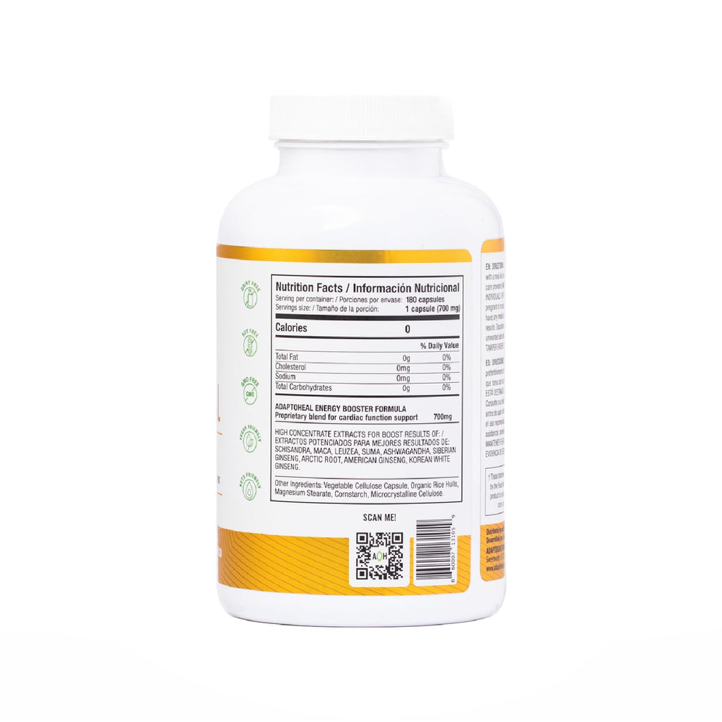 Adaptogen Energy Supplement with Ashwagandha & Rhodiola – 180 Capsules