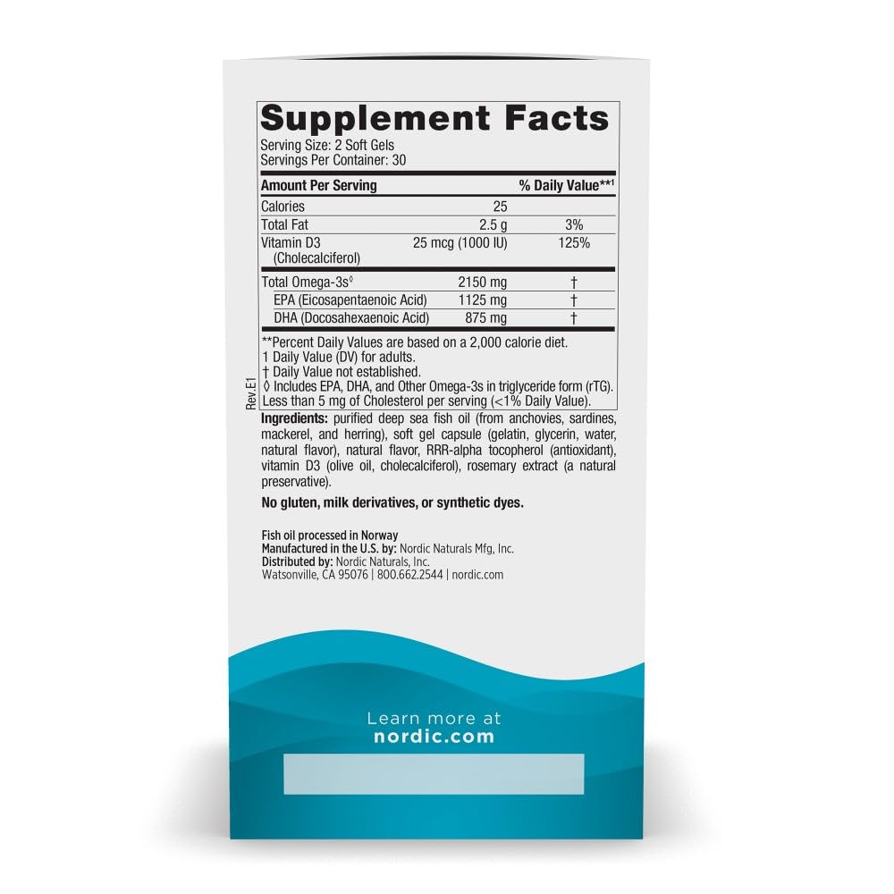 Omega-3 Fish Oil with Vitamin D3 for Heart, Brain & Immune Support