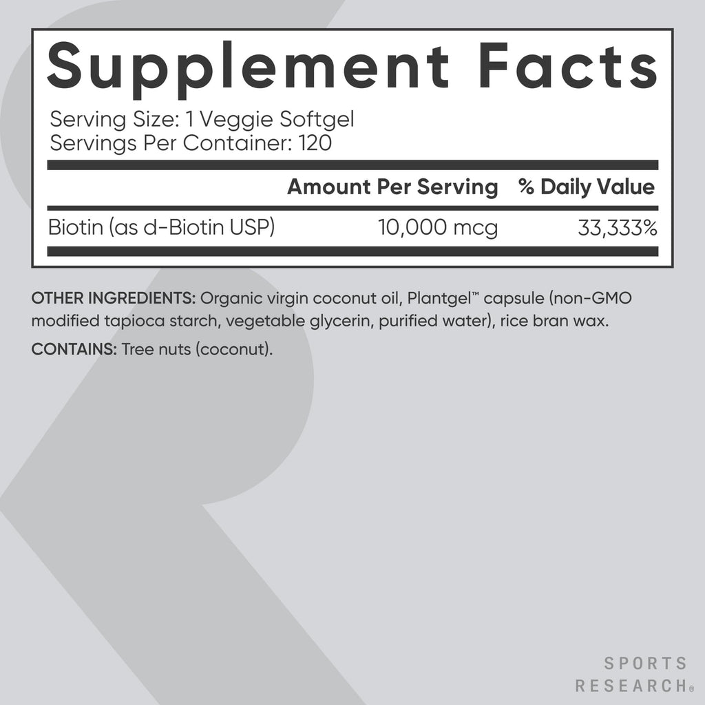 Biotin 10000mcg Hair Skin Support 120 Softgels