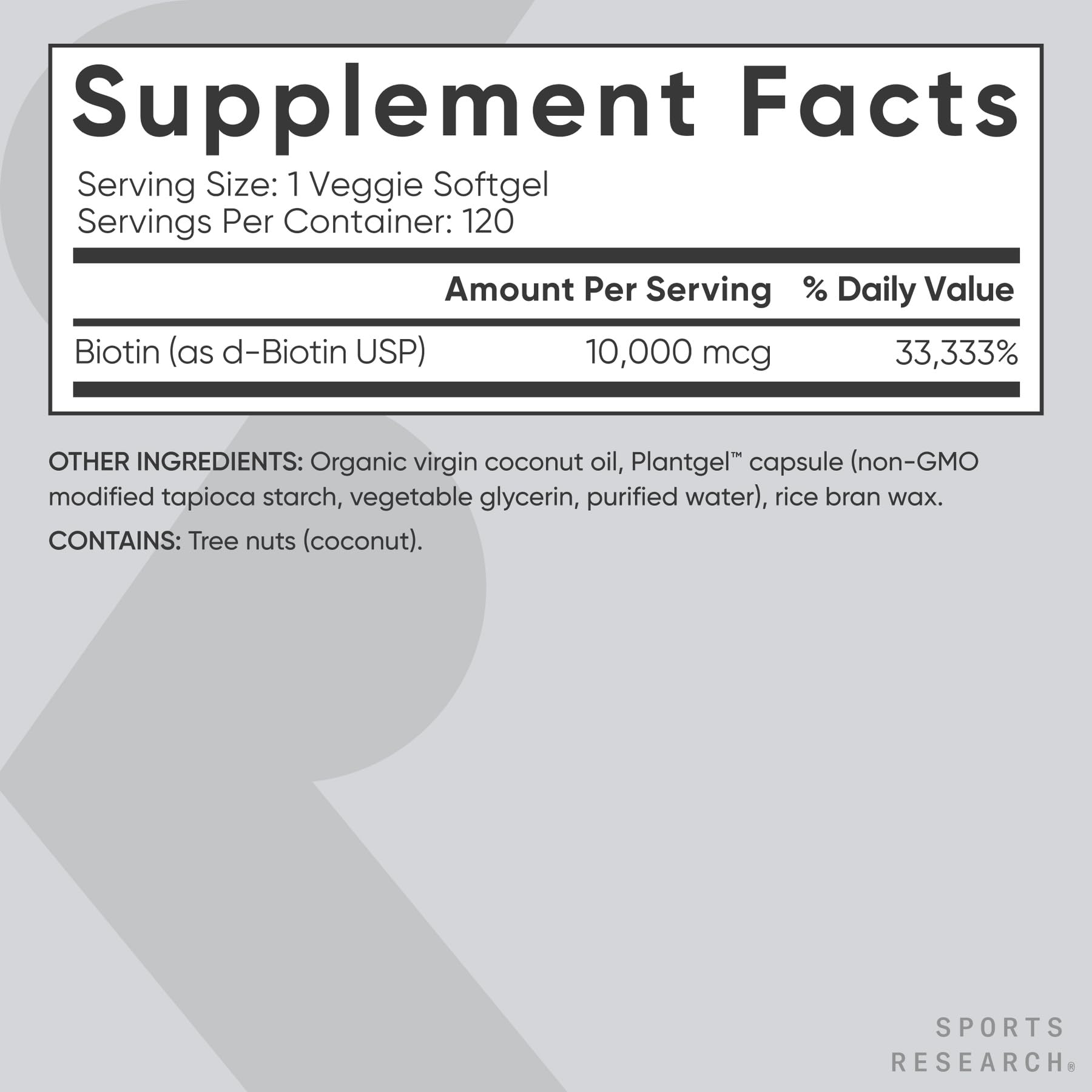 Biotin 10000mcg Hair Skin Support 120 Softgels