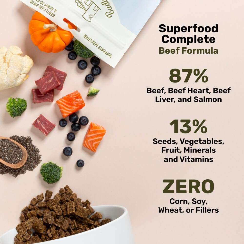 Air-Dried Beef Superfood Complete Dog Food – High Protein 24oz