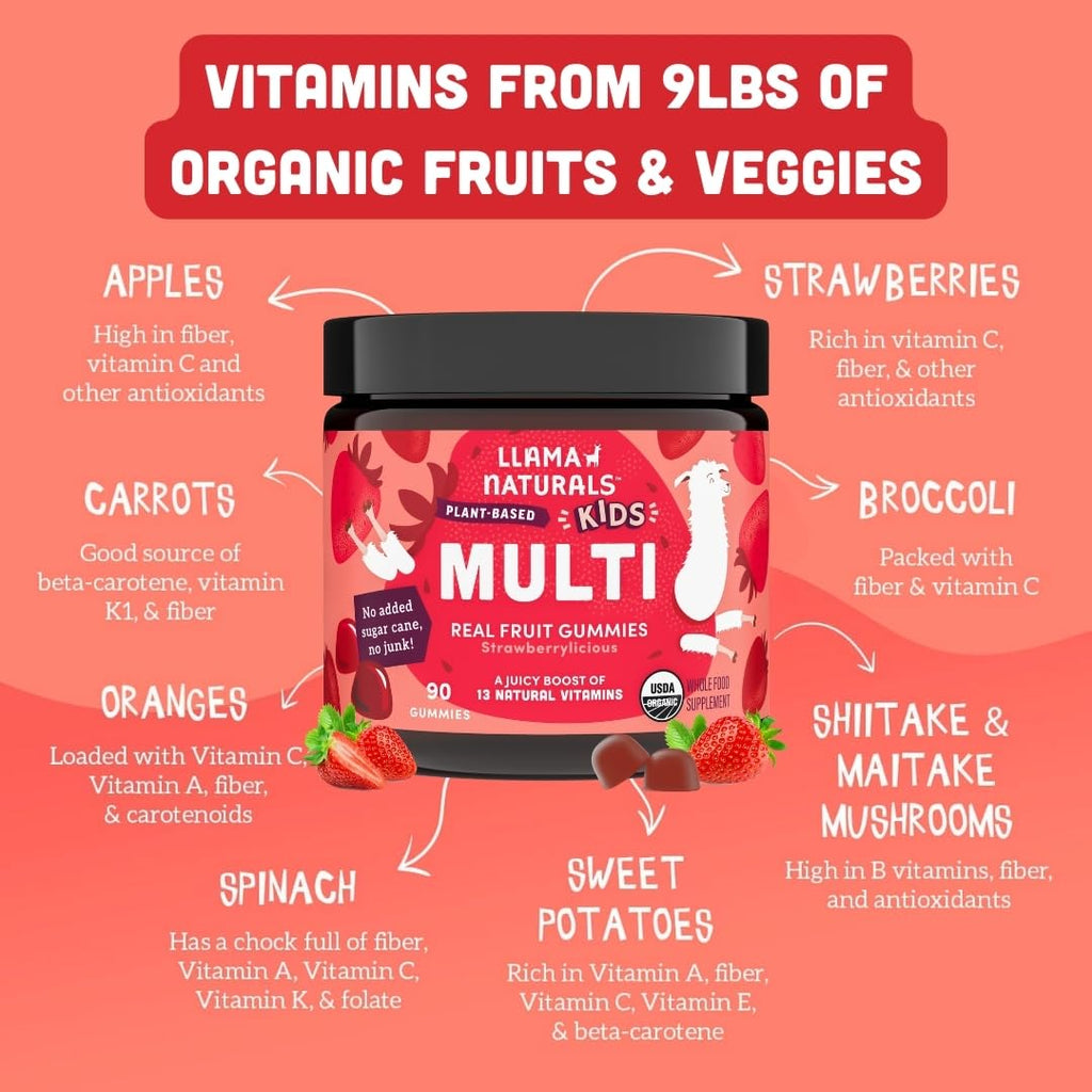Kids Organic Multivitamin Gummies Vitamin D C 180 Count