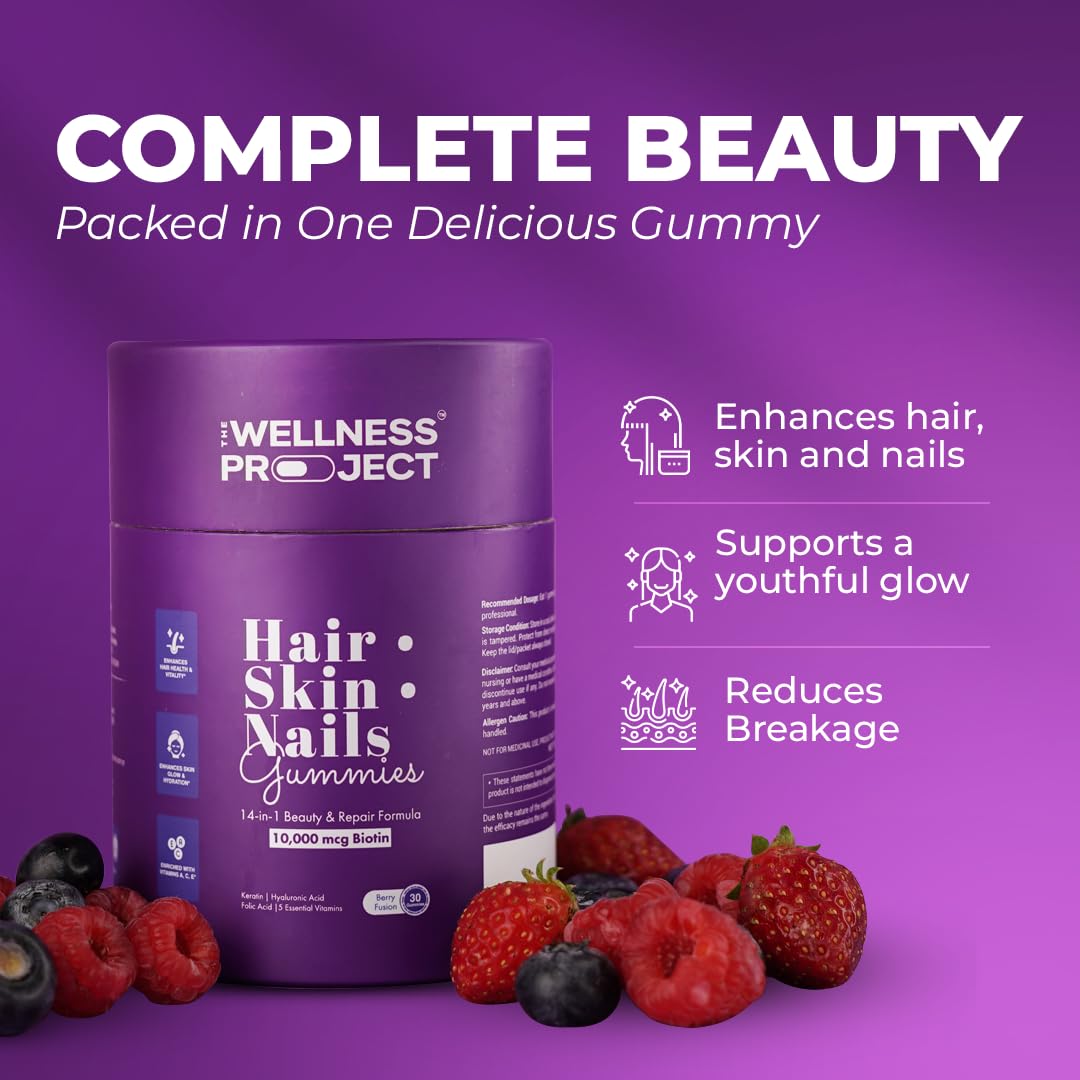 Hair Skin Nails Gummies Biotin 10000mcg 14 in 1 Formula