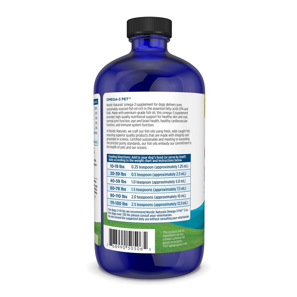 Omega-3 Fish Oil Liquid for Large Dogs – EPA & DHA 16oz