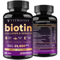 Biotin 25000mcg Hair Growth Collagen Keratin 60 Capsules