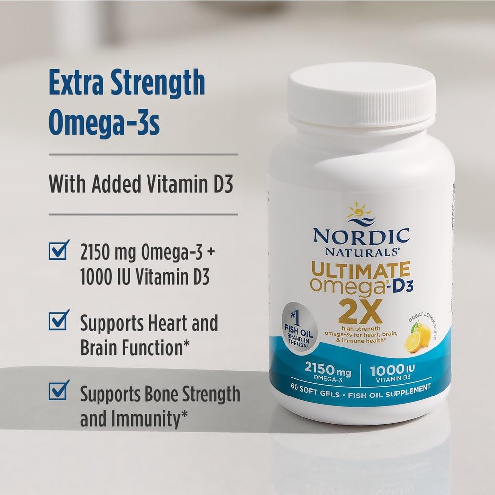 Omega-3 Fish Oil with Vitamin D3 for Heart, Brain & Immune Support