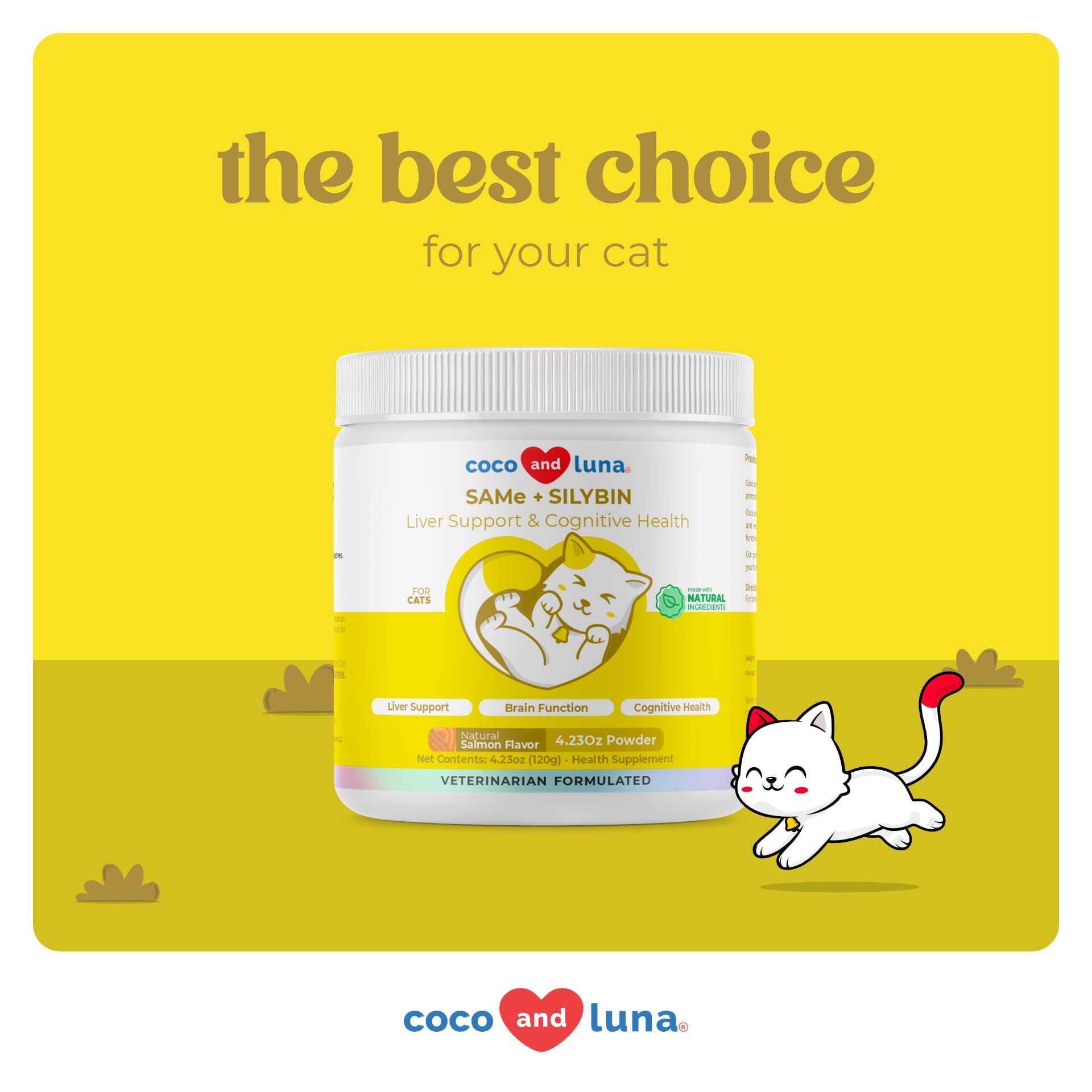 SAMe & Silybin Liver & Cognitive Support Powder for Cats – 120g