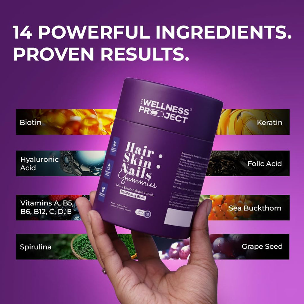 Hair Skin Nails Gummies Biotin 10000mcg 14 in 1 Formula