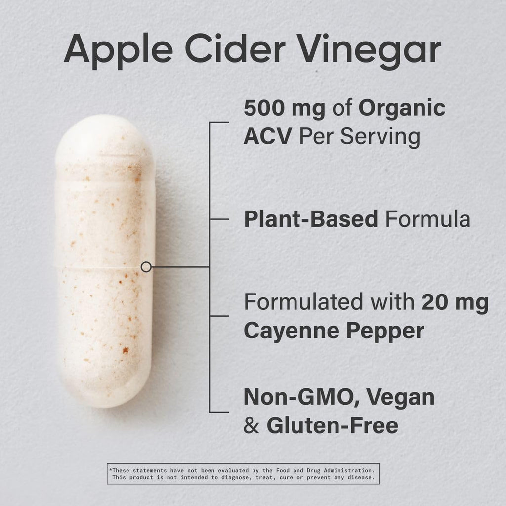 Apple Cider Vinegar Capsules with Cayenne for Digestion & Metabolism Support 120 Ct