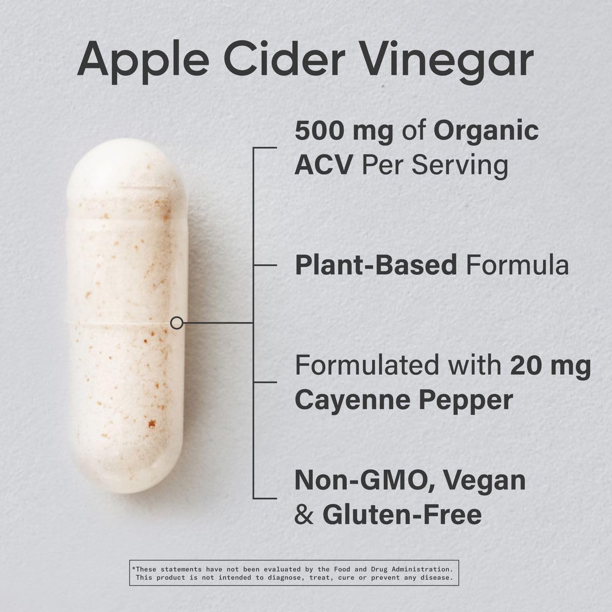 Apple Cider Vinegar Capsules with Cayenne for Digestion & Metabolism Support 120 Ct