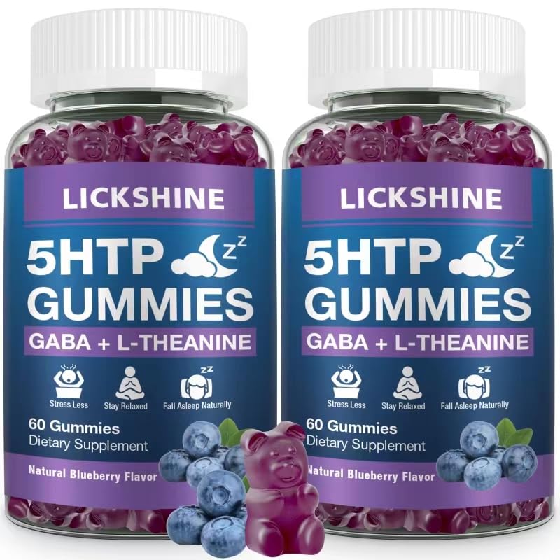 5-HTP GABA Sleep Gummies with L-Theanine – Melatonin-Free, 2 Pack